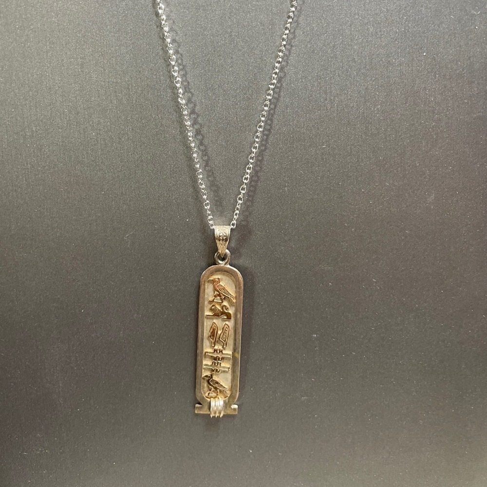 Egyptian Hieroglyph “Alyssa” Sterling & Gold Pendant  From Egypt Hallmarked